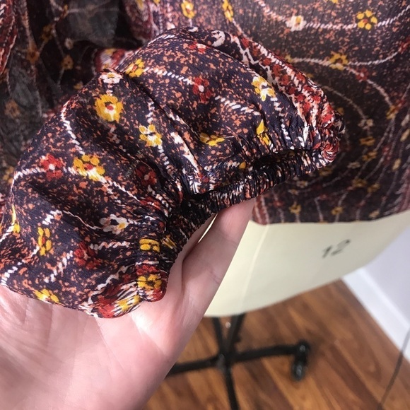 Lucky Brand Boho Tassel Paisley Peasant Blouse - Picture 3 of 6